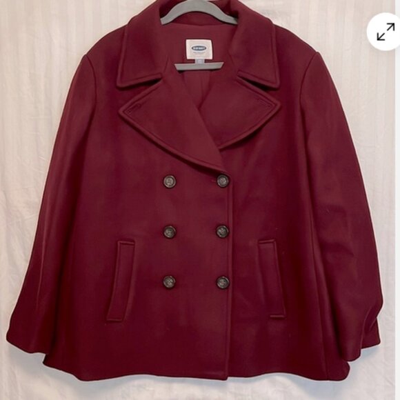 Women’s Pea Coat XXL Old Navy Burgundy - Picture 1 of 3